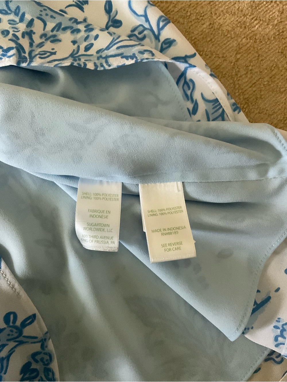 Lilly Pulitzer Sleeveless V-Neck Blue & White Floral Print Tank Top XL - Picture 7 of 9